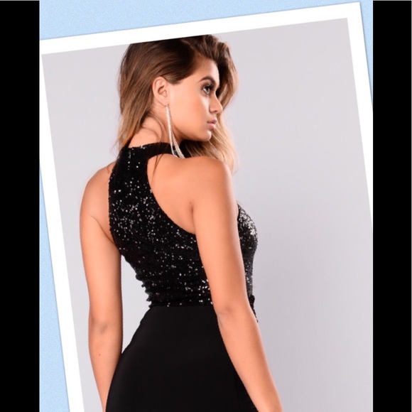 BLACK SEQUIN COCKTAIL TOP - Picture 2 of 8